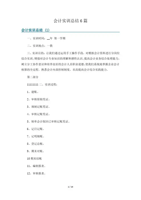 会计实训总结6篇