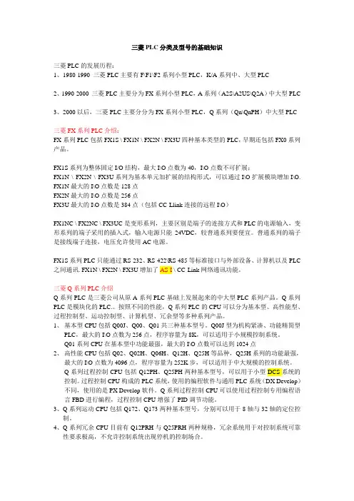 三菱PLC分类及型号的基础知识