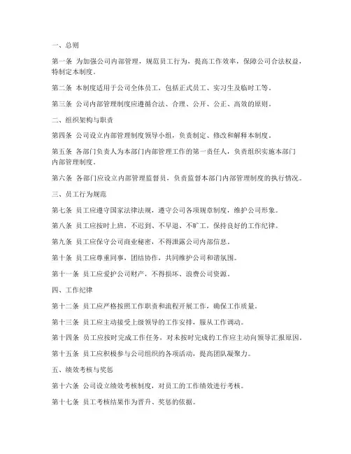 公司内部管理制度公示模板