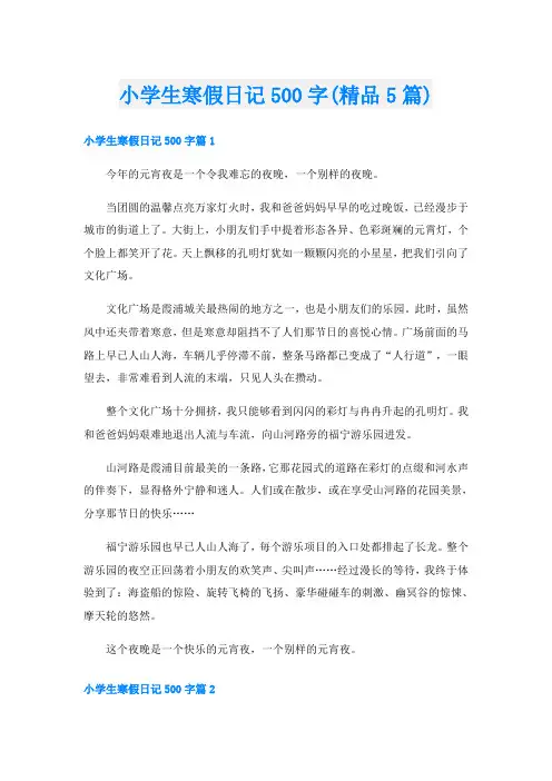 小学生寒假日记500字(精品5篇)