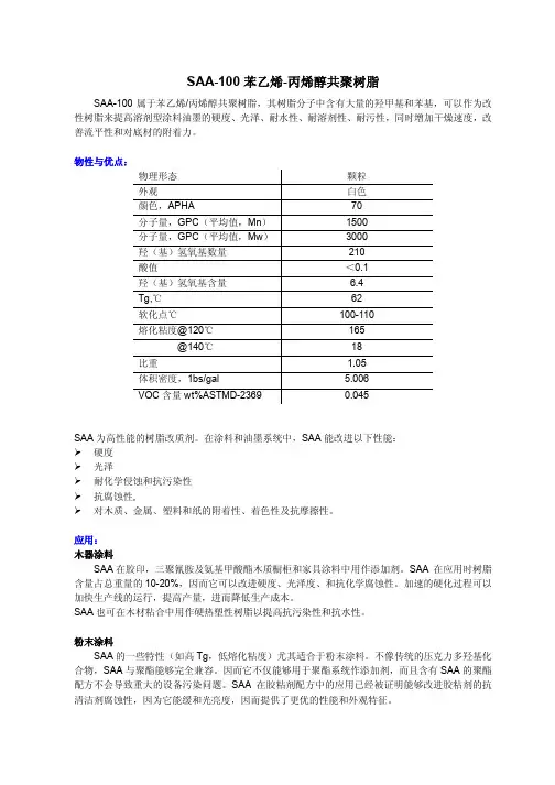 SAA-100苯乙烯-丙烯醇共聚树脂
