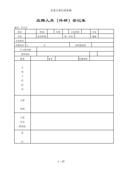 全套人事行政表格