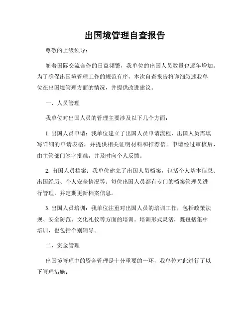 出国境管理自查报告