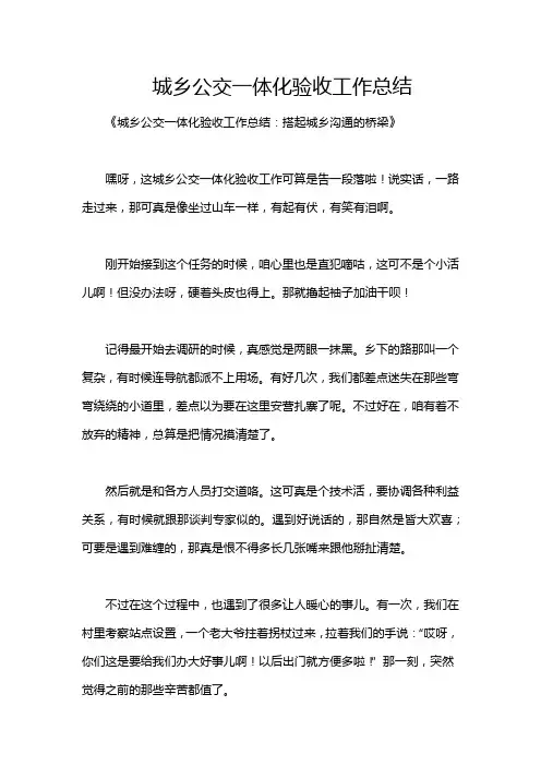 城乡公交一体化验收工作总结
