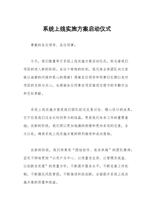 系统上线实施方案启动仪式