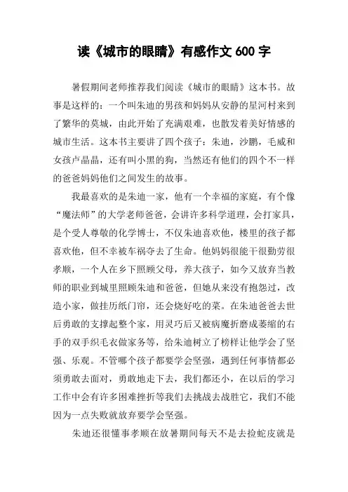 读《城市的眼睛》有感作文600字