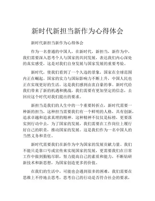 新时代新担当新作为心得体会