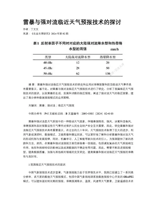 雷暴与强对流临近天气预报技术的探讨