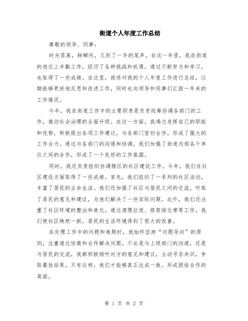 街道个人年度工作总结
