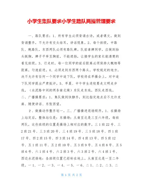 小学生集队要求小学生路队两操管理要求