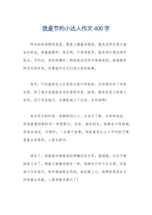 我是节约小达人作文400字