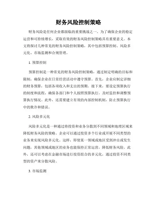 财务风险控制策略