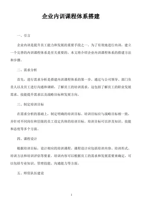 企业内训课程体系搭建