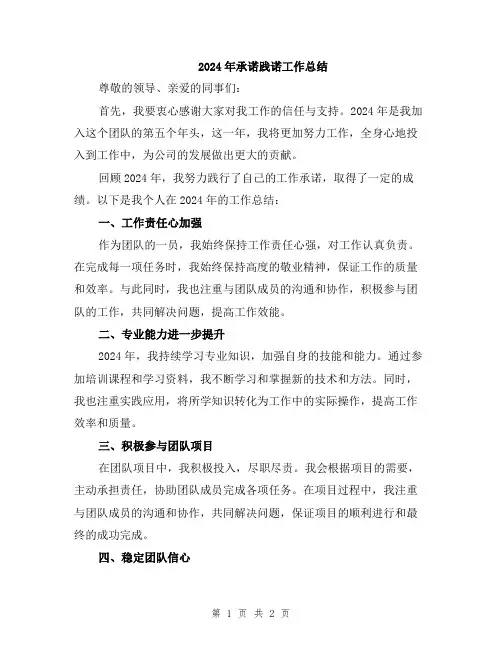 2024年承诺践诺工作总结