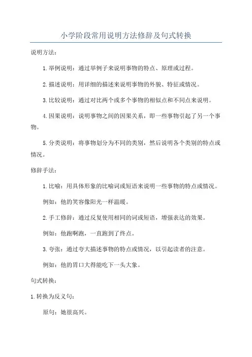 小学阶段常用说明方法修辞及句式转换