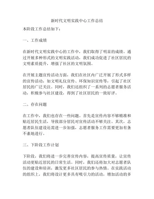 新时代文明实践中心工作总结