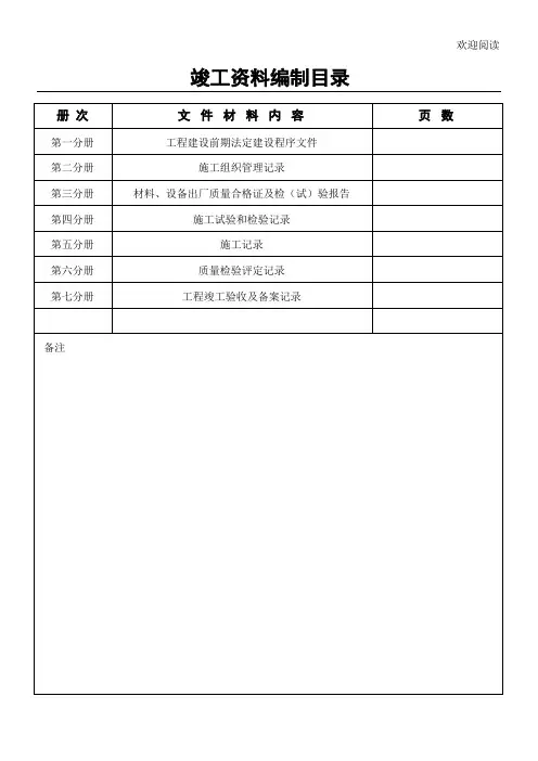 市政工程竣工资料目录