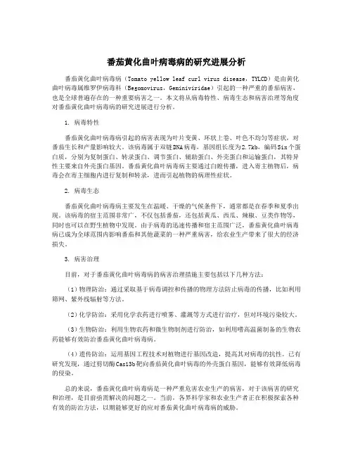 番茄黄化曲叶病毒病的研究进展分析