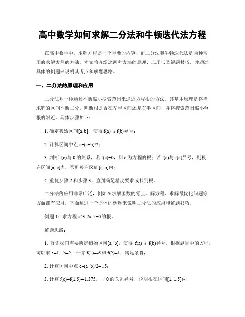 高中数学如何求解二分法和牛顿迭代法方程