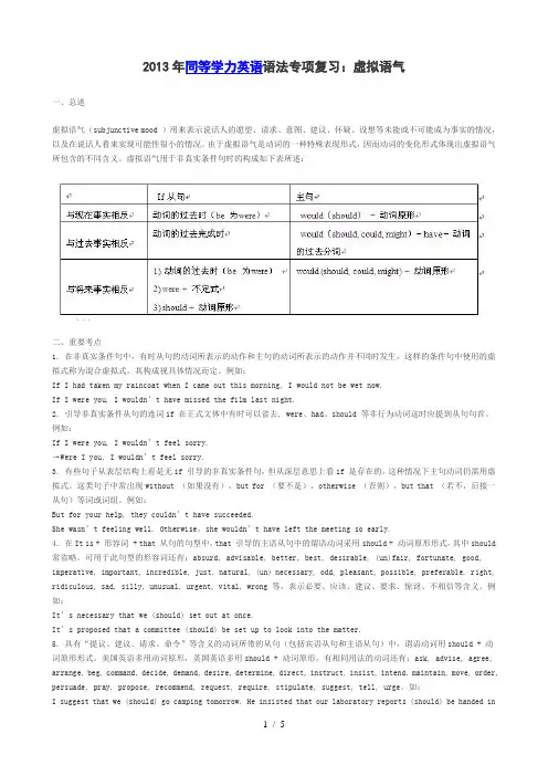 同等学力英语语法专项复习虚拟语气