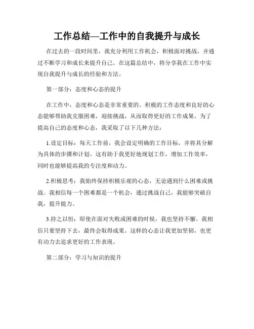 工作总结—工作中的自我提升与成长