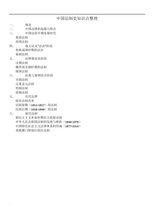 中国法制史知识点整理