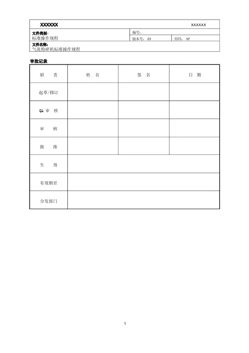 气流粉碎机标准操作规程