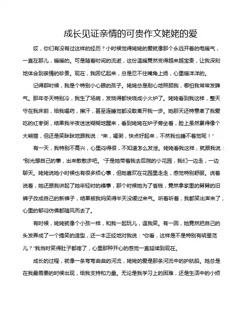 成长见证亲情的可贵作文姥姥的爱