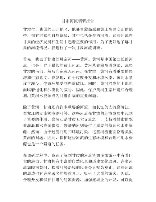 甘肃河流调研报告