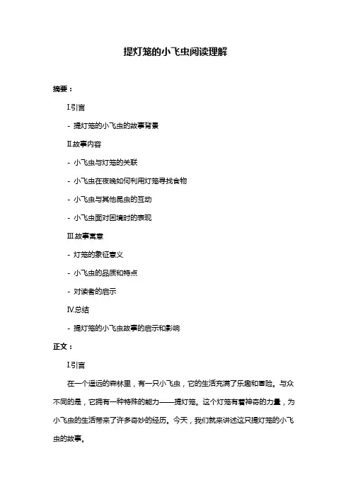 提灯笼的小飞虫阅读理解