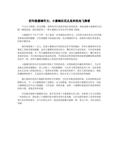 四年级蜜蜂作文：小蜜蜂在花丛里欢快地飞舞着