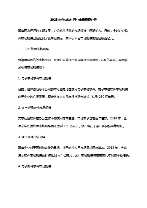 2023年办公软件行业市场规模分析