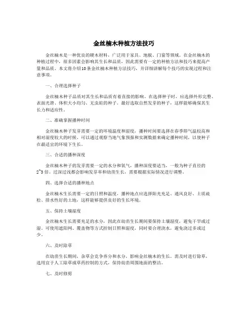 金丝楠木种植方法技巧