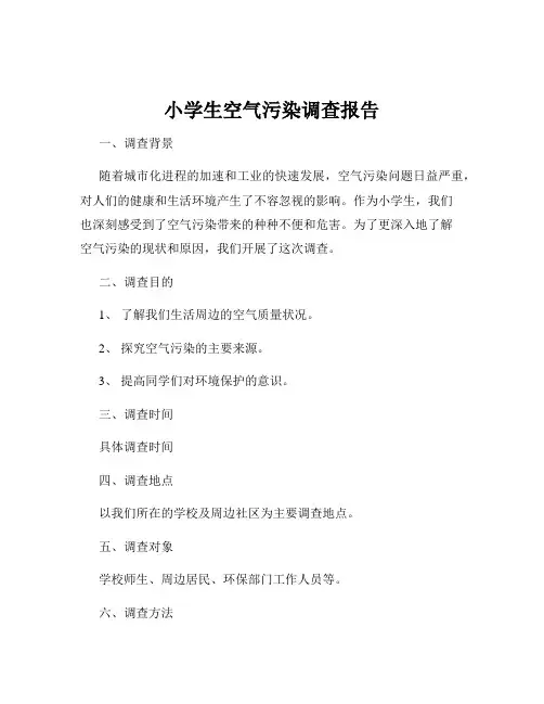 小学生空气污染调查报告