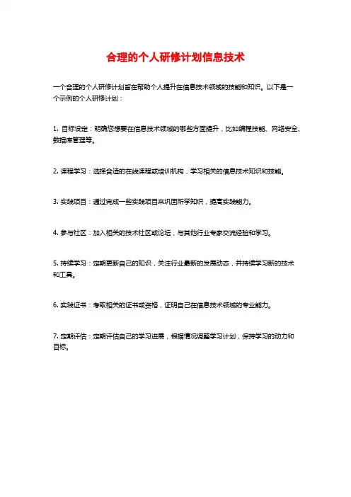 合理的个人研修计划信息技术