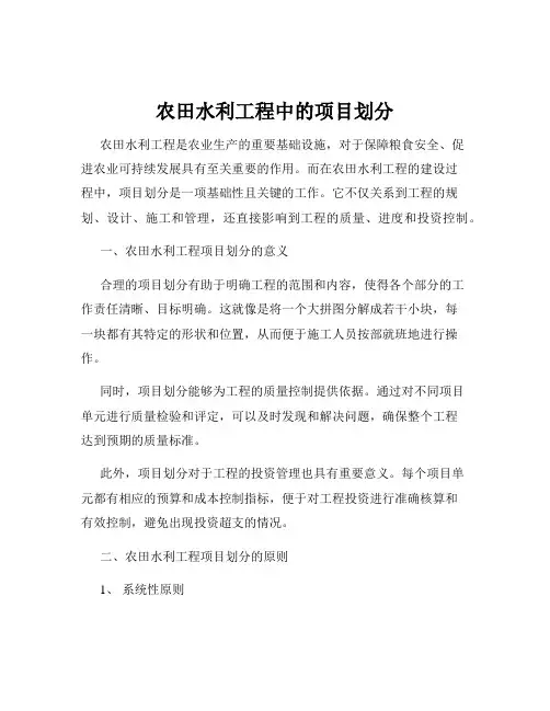 农田水利工程中的项目划分