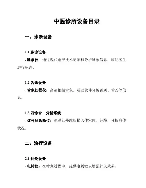 中医诊所设备目录