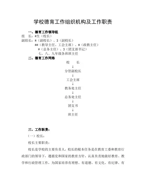 学校德育工作组织机构及工作职责