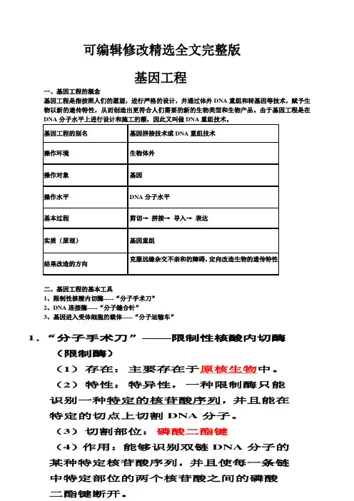 基因工程知识点 超全精选全文完整版