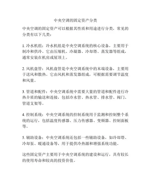 中央空调的固定资产分类