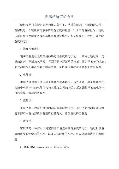 表示溶解度的方法