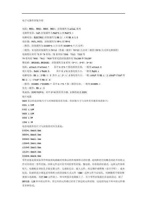 电子元器件封装介绍