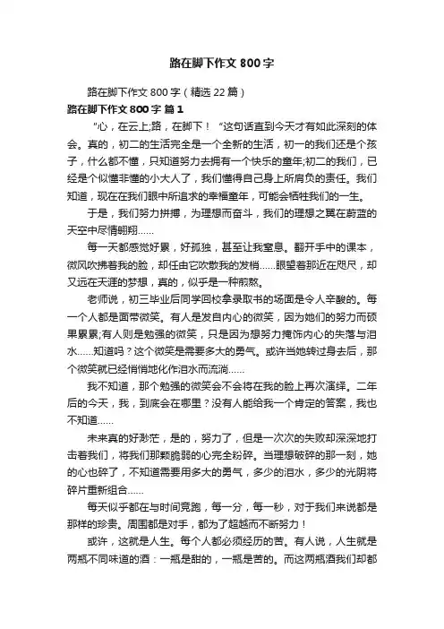 路在脚下作文800字（精选22篇）