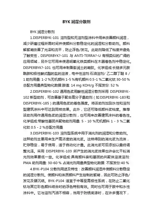 BYK润湿分散剂