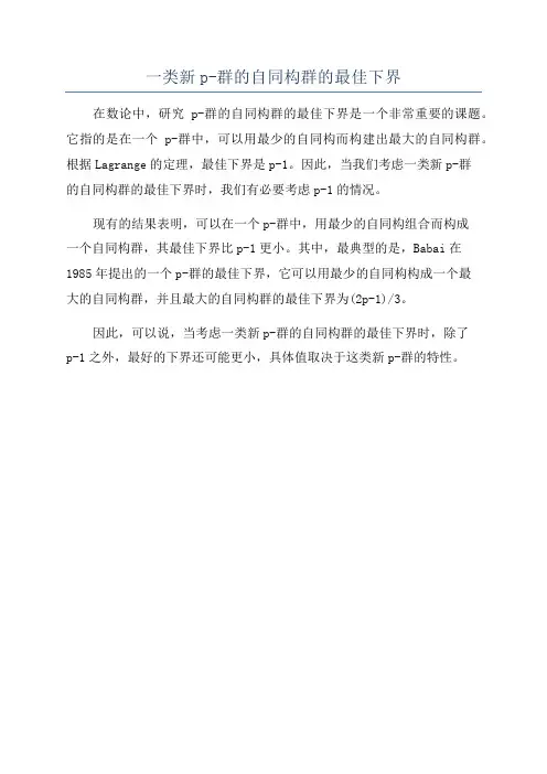 一类新p-群的自同构群的最佳下界