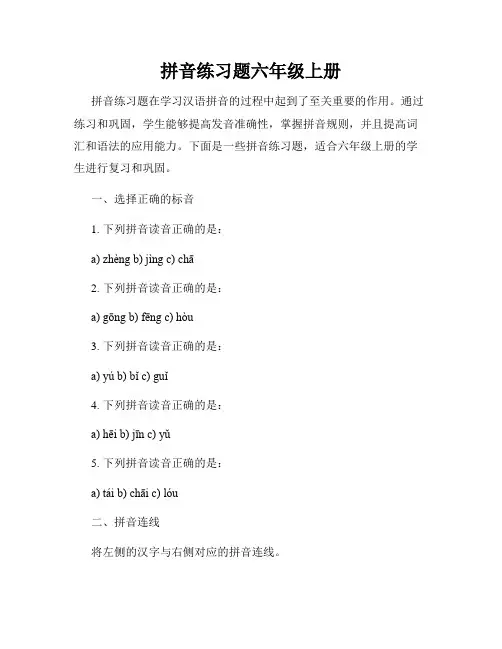 拼音练习题六年级上册