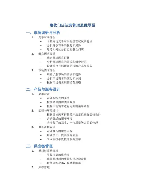餐饮门店运营管理思维导图