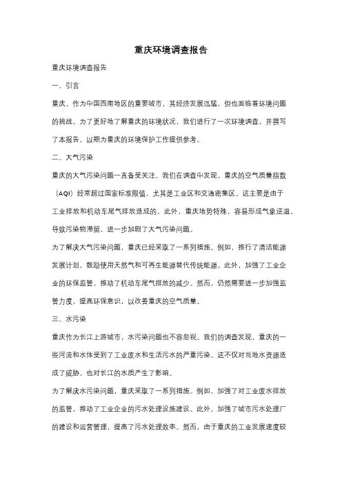 重庆环境调查报告