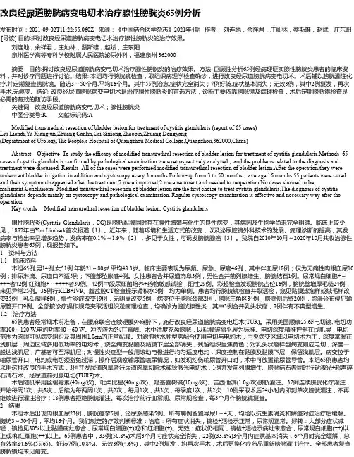 改良经尿道膀胱病变电切术治疗腺性膀胱炎65例分析