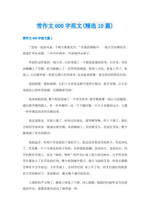 雪作文600字范文(精选10篇)